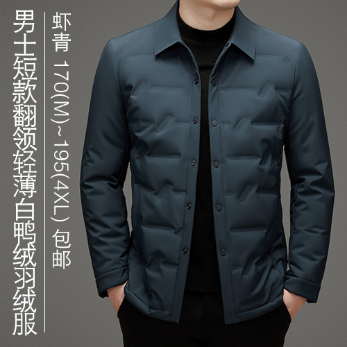 男士短款翻领轻薄白鸭绒羽绒服-包邮