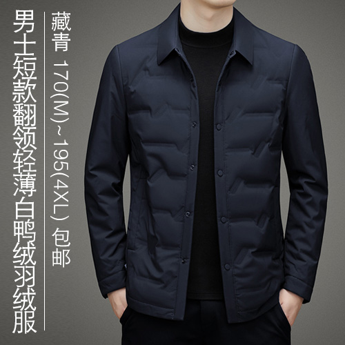 男士短款翻领轻薄白鸭绒羽绒服-包邮