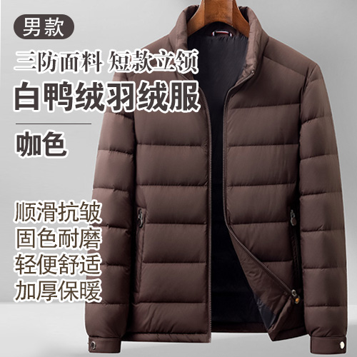 男士短款立领加厚三防面料白鸭绒羽绒服-包邮